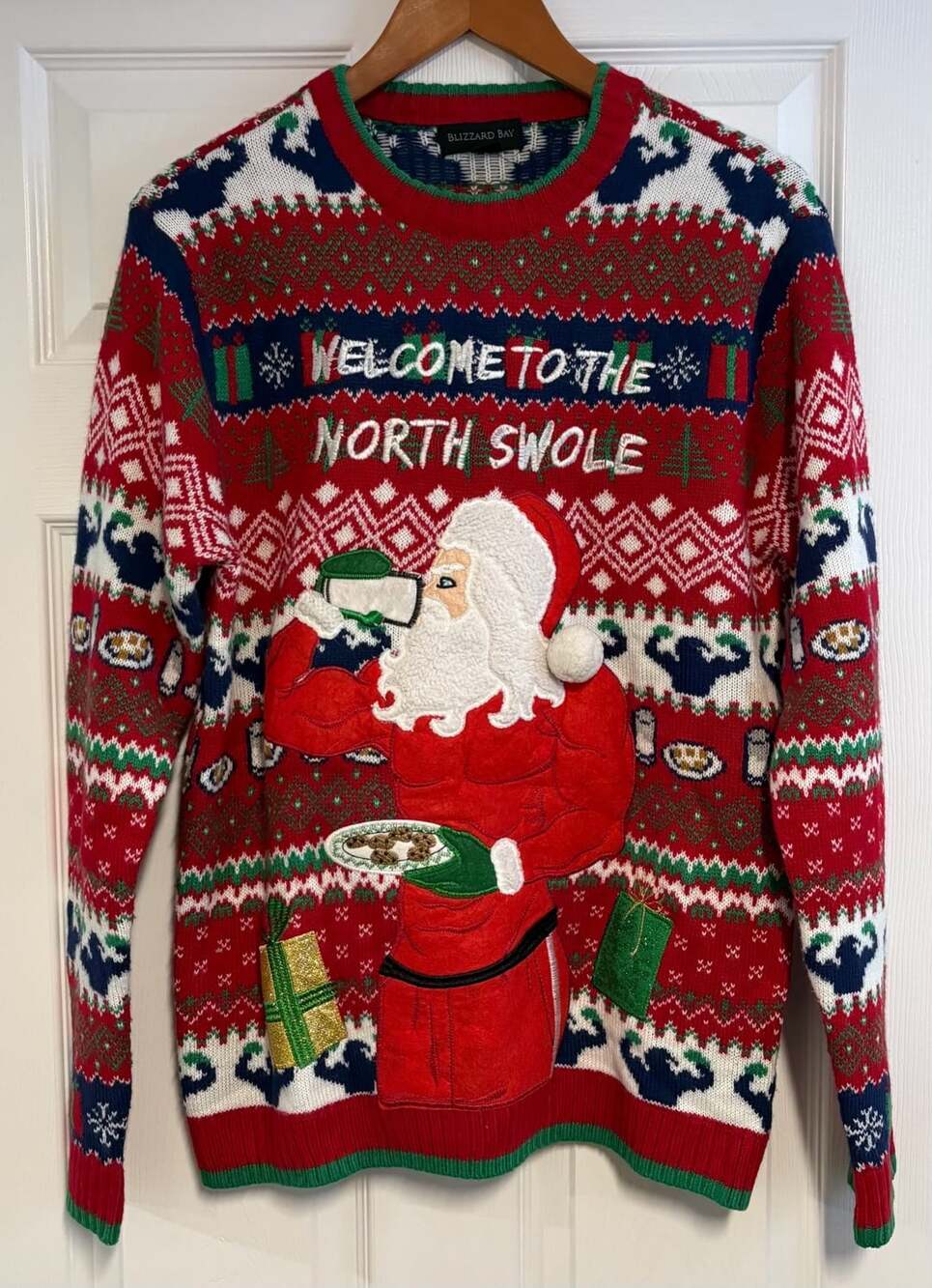 Blizzard Bay Ugly Santa Christmas Mens Sweater Medium Welcome To The North Swole